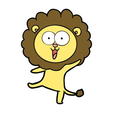 mutlu karikatür aslan vektör çizim