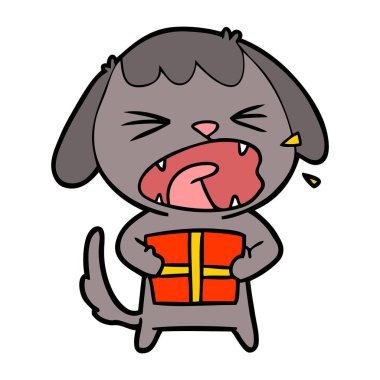 sevimli çizgi köpek Noel hediyesi ile