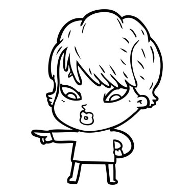 Çizgi filmdeki kadının vektör çizimi