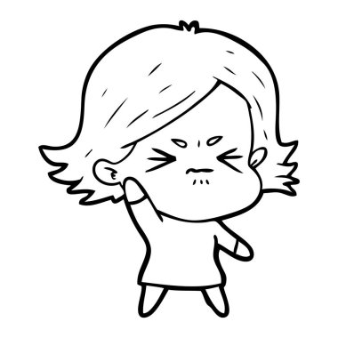 vektör çizim karikatür kızgın kız
