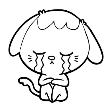 vektör çizim karikatür ağlayan köpek