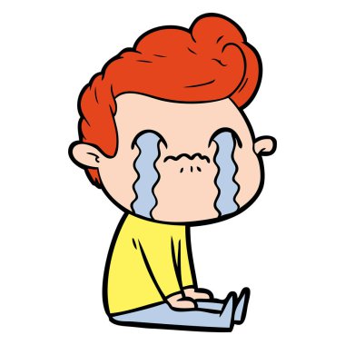vektör çizim karikatür adam ağlıyor