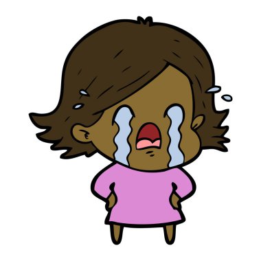 vektör çizim karikatür kadının ağladığını