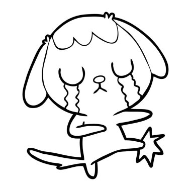 sevimli çizgi köpek ağlıyor