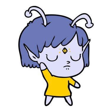 vektör çizim karikatür uzaylı kız