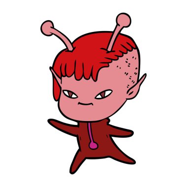 vektör çizim karikatür uzaylı kız