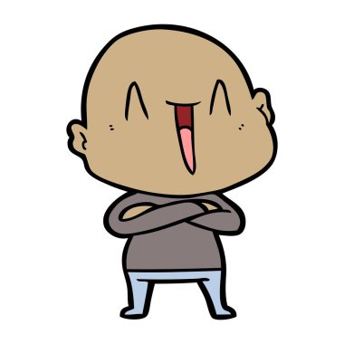 mutlu karikatür kel adam