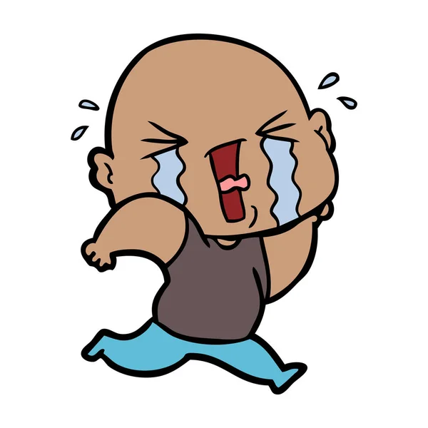 动画片哭泣的秃头人 — 图库矢量图片