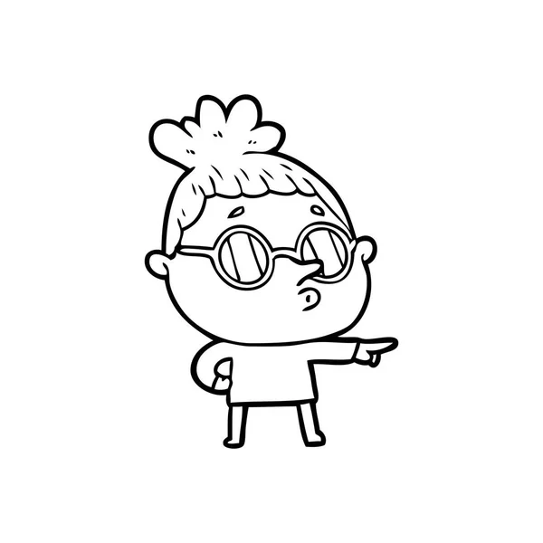 Mujer Dibujos Animados Con Gafas — Vector de stock