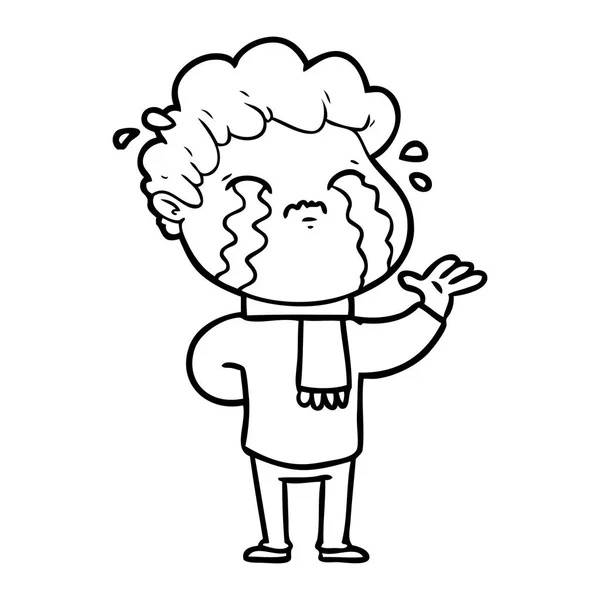 Illustrazione Vettoriale Uomo Cartone Animato Piangendo — Vettoriale Stock