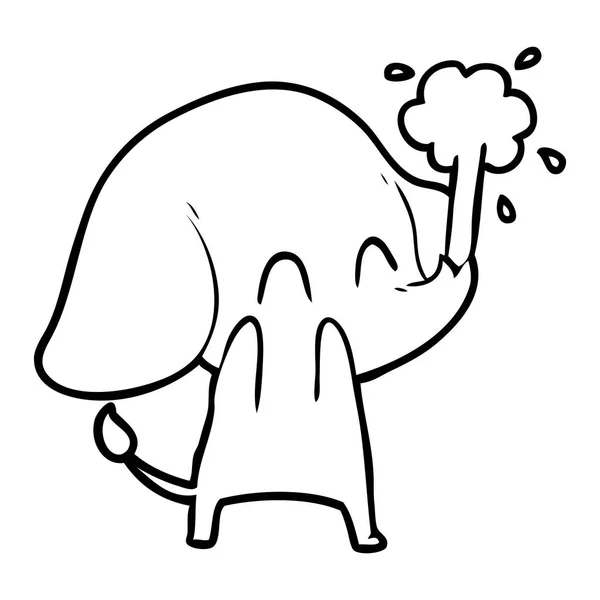 Mignon Dessin Animé Éléphant Spouting Eau — Image vectorielle