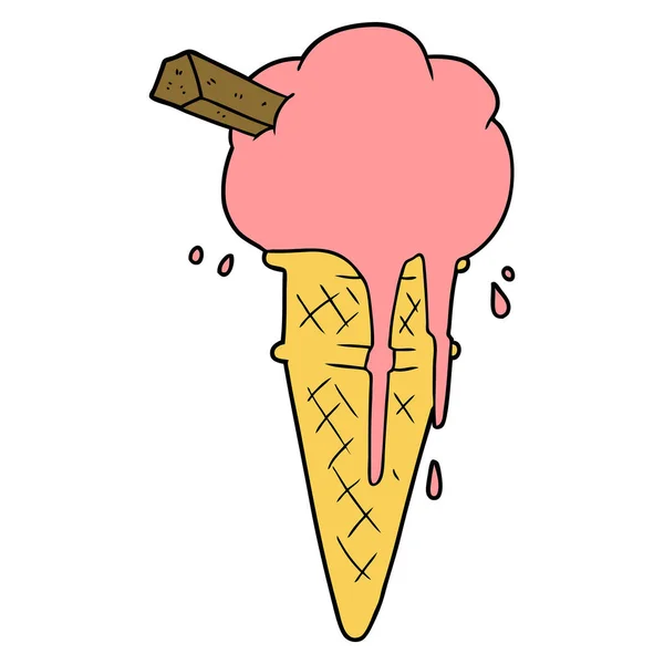 Cartoon Ice Cream Melting — Stock Vector