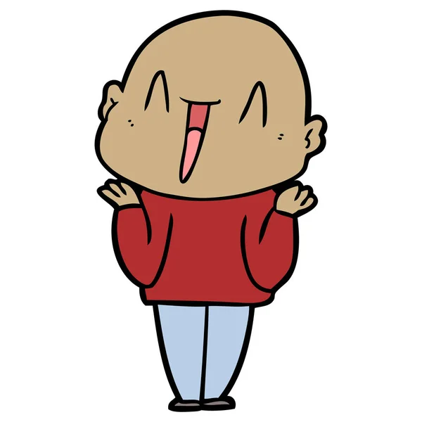 Feliz Cartoon Homem Careca — Vetor de Stock