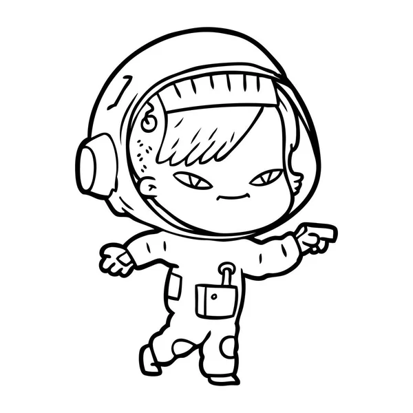 Vektorové Ilustrace Kreslené Astronaut Ženy — Stockový vektor