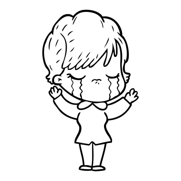 Vector Ilustración Mujer Dibujos Animados Llorando — Vector de stock