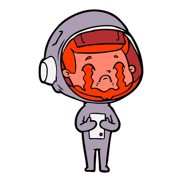 Ilustração Vetorial Astronauta Chorando Desenhos Animados — Vetor de Stock