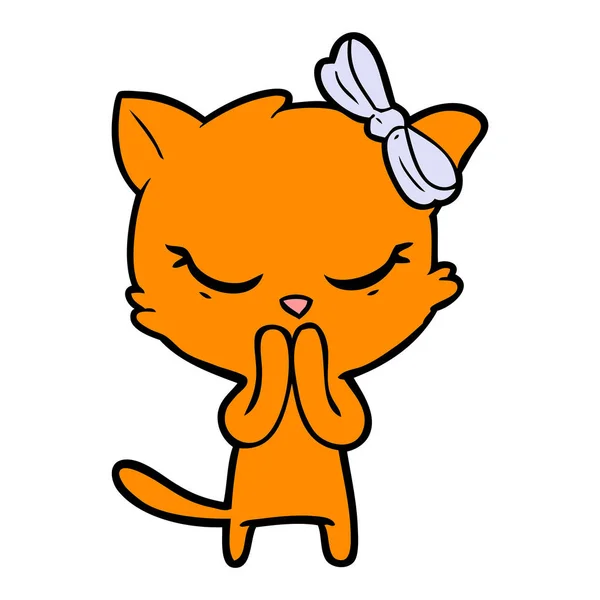 Cute Cartoon Cat Bow — Stock Vector