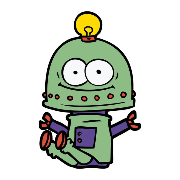 Robô Cartão Feliz Com Lâmpada —  Vetores de Stock