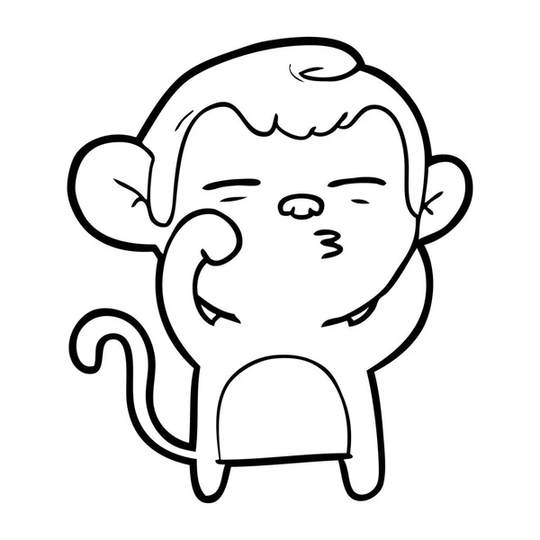 Vector Illustration Cartoon Suspicious Monkey — Stock Vector