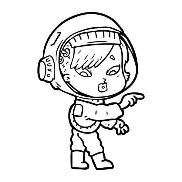 Vektorillustration Tecknad Astronaut Kvinna — Stock vektor