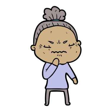 karikatür rahatsız yaşlı kadın