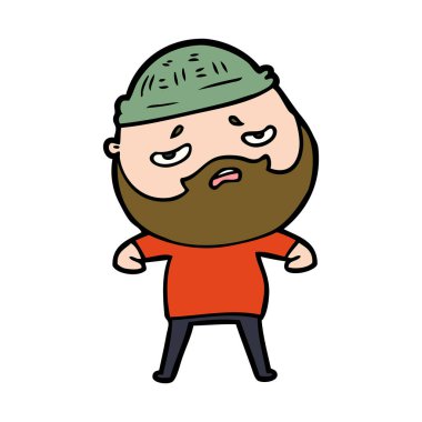 Sakallı endişeli adam çizgi film