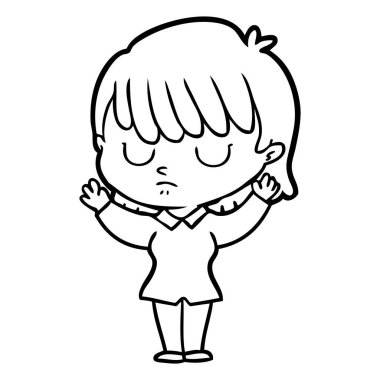 Çizgi filmdeki kadının vektör çizimi