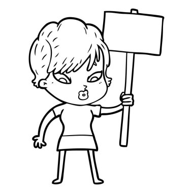 Çizgi filmdeki kadının vektör çizimi