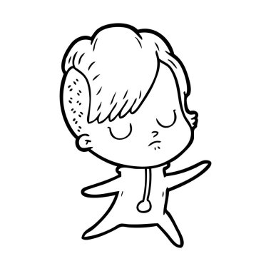 Çizgi filmdeki kadının vektör çizimi