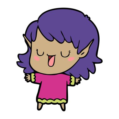 vektör çizim karikatür elf kızı