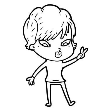 Çizgi filmdeki kadının vektör çizimi