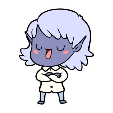 vektör çizim karikatür elf kızı