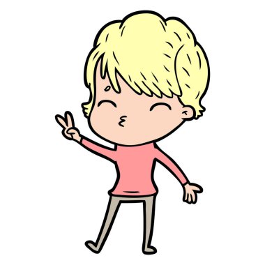 vektör çizim karikatür kadın düşünme