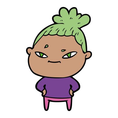 Çizgi filmdeki kadının vektör çizimi