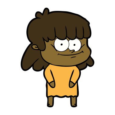 vektör çizim karikatür gülümseyen kadın