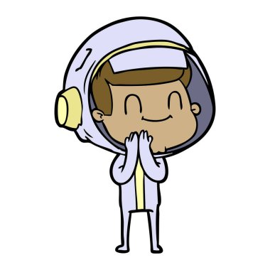 mutlu karikatür astronot vektör çizim