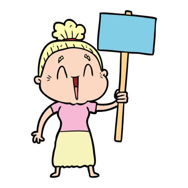 karikatür mutlu yaşlı kadın