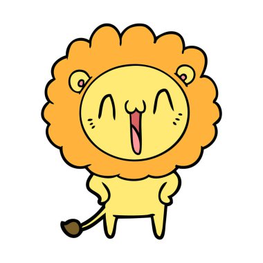 mutlu karikatür aslan vektör çizim