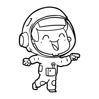 mutlu karikatür astronot vektör çizim