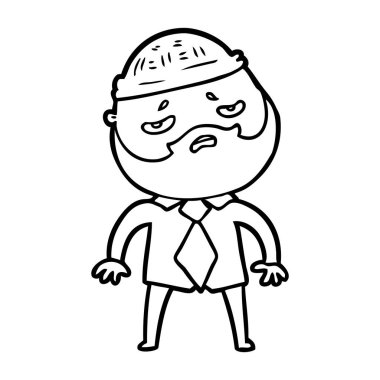 Sakallı endişeli adam çizgi film