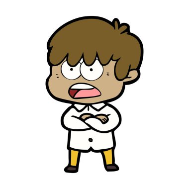 endişeli çizgi film çocuk vektör çizim