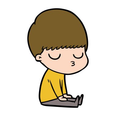 vektör çizim karikatür sakin çocuk