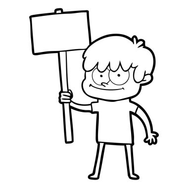 mutlu çizgi film adam vektör çizim