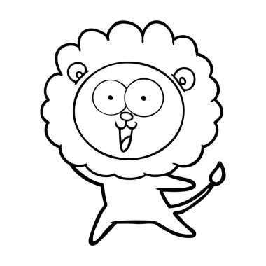 mutlu karikatür aslan vektör çizim