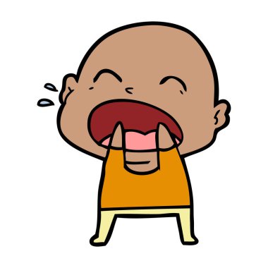 karikatür bağırarak kel adam