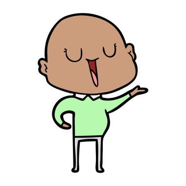 mutlu karikatür kel adam