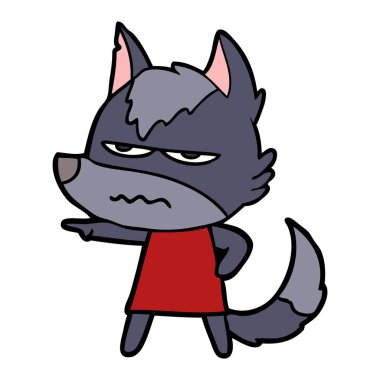 vektör çizim karikatür rahatsız kurt