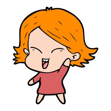 mutlu çizgi film kız vektör çizim