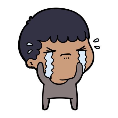 vektör çizim karikatür adam ağlıyor