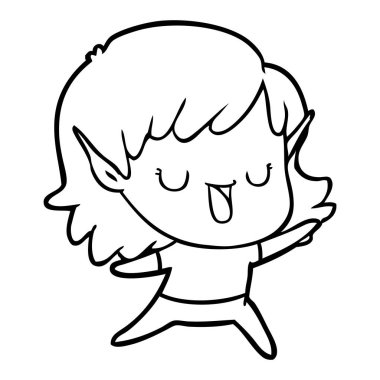 vektör çizim karikatür elf kızı